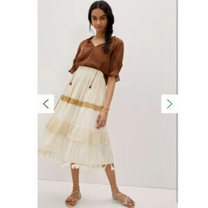 Anthropologie Raga Rafaella Tasseled Midi Skirt Size: S